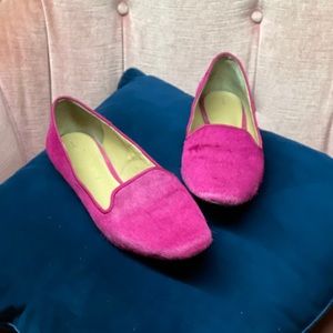 Banana Republic pink calf fur flats